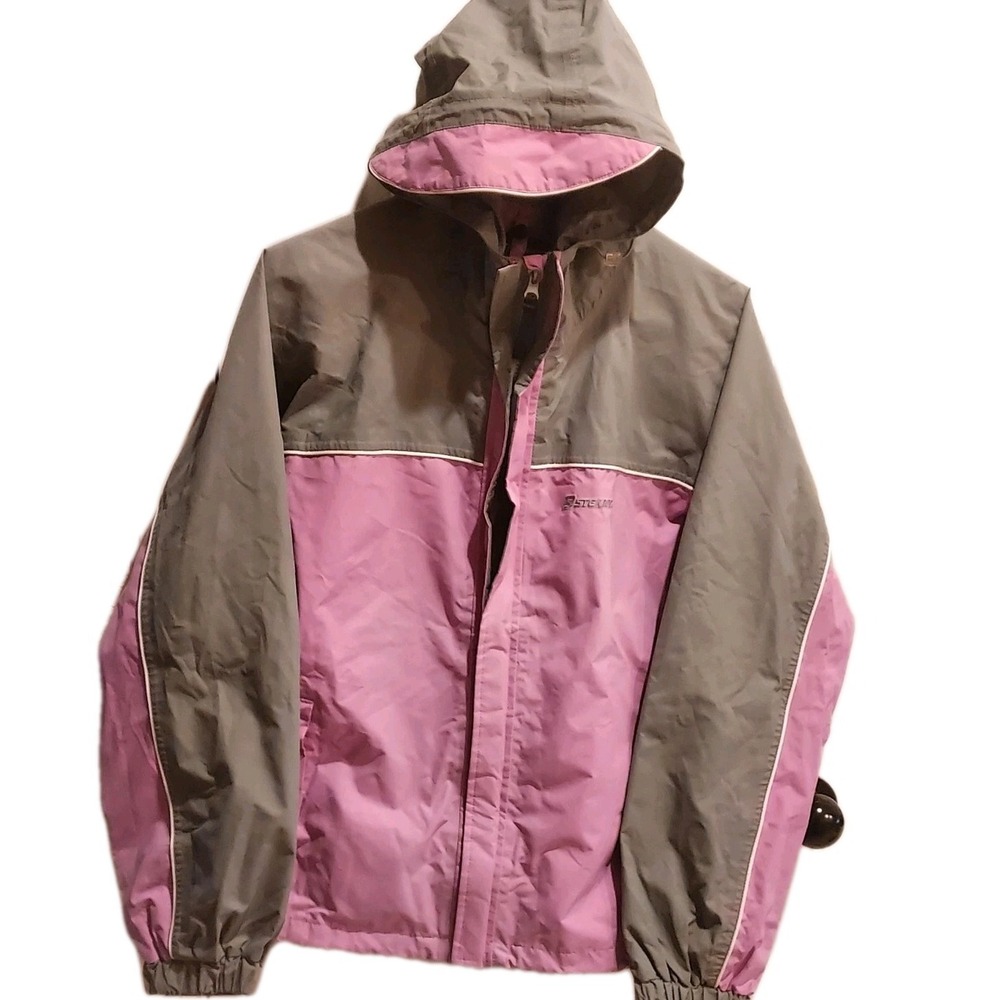 Stearns Dry Wear Jacket Womens MediumPink Nylon Full Zip Hood Pockets Waterproof